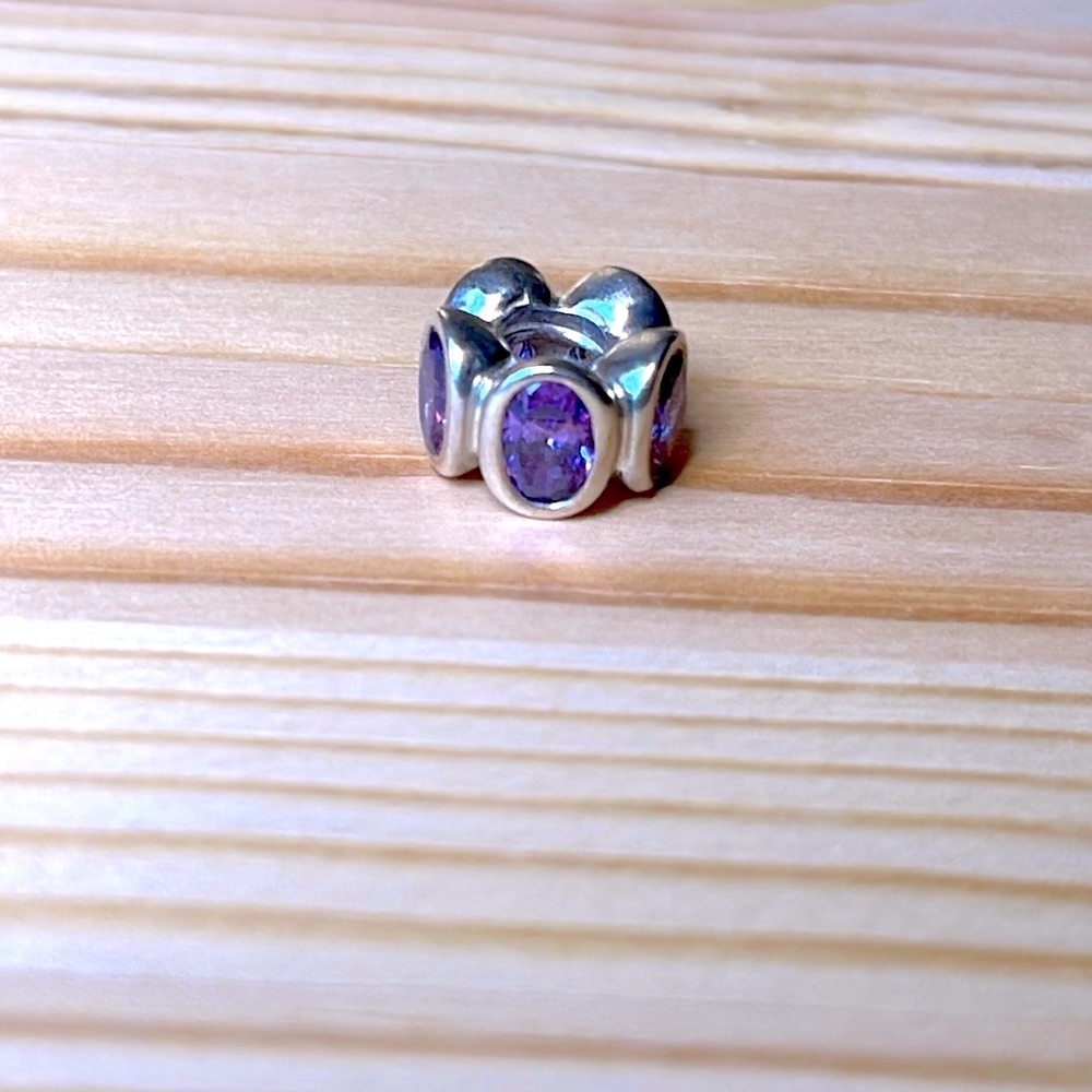Genuine PANDORA Oval Lights Purple Sterling Silver Charm for Bracelet 925